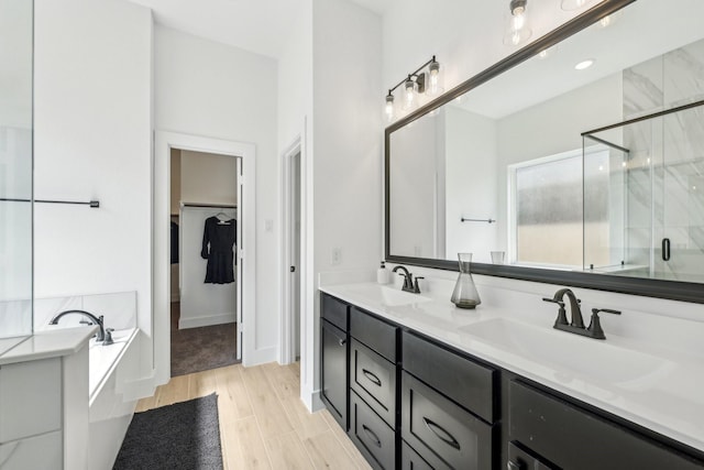 21517 Witham Promenade Ln, Magnolia, TX 77355 - bathroom with a bath, a shower stall, double vanity, and a spacious closet