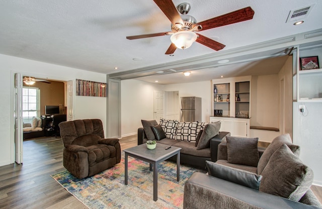 12103 Moorcreek Dr, Houston, TX 77070 - living room with ceiling fan and wood finished floors