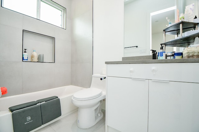 7603 Jacquelyn Gardens Ln, Houston, TX 77055 - full bath with toilet, vanity, a bath, and tile patterned floors