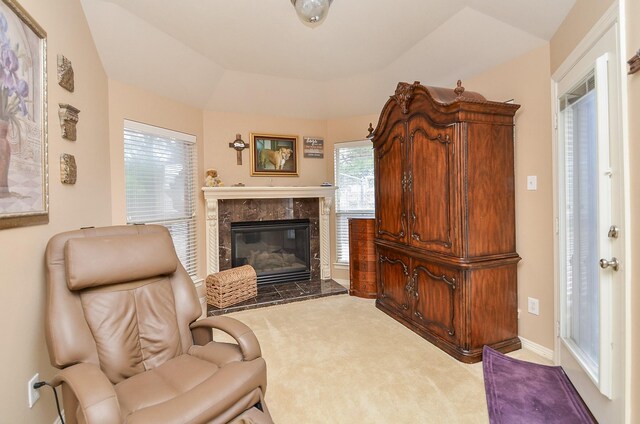 1511 Baldridge Ln, Katy, TX 77494 - living area featuring carpet flooring and a fireplace
