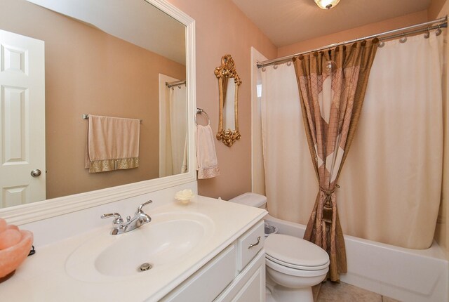 1511 Baldridge Ln, Katy, TX 77494 - bathroom featuring toilet, vanity, shower / bath combo, and tile patterned flooring
