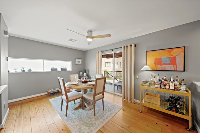 1716 W Dallas St Unit 11, Houston, TX 77019 - dining room featuring light wood finished floors, ceiling fan, baseboards, and a dry bar
