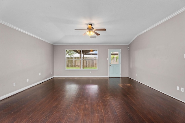 1910 Serenata Ln, Humble, TX 77396 - spare room with ceiling fan, healthy amount of natural light, wood finished floors, ornamental molding, and baseboards