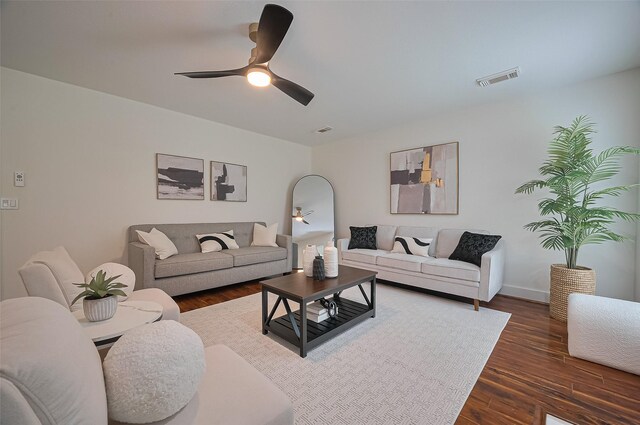 5615 Haven Point Dr, Houston, TX 77084 - living area with a ceiling fan, wood finished floors, and baseboards