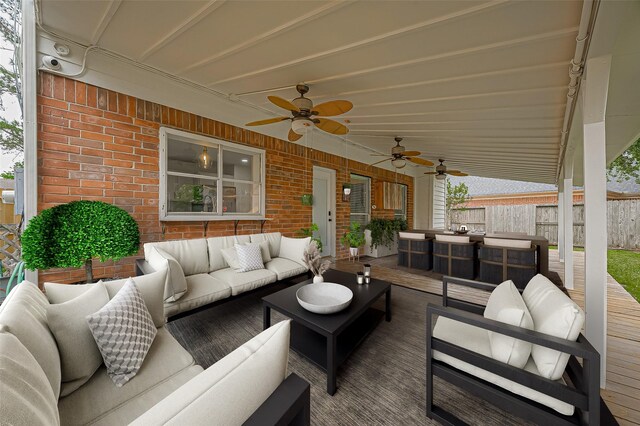 5615 Haven Point Dr, Houston, TX 77084 - view of patio / terrace featuring outdoor lounge area and a ceiling fan