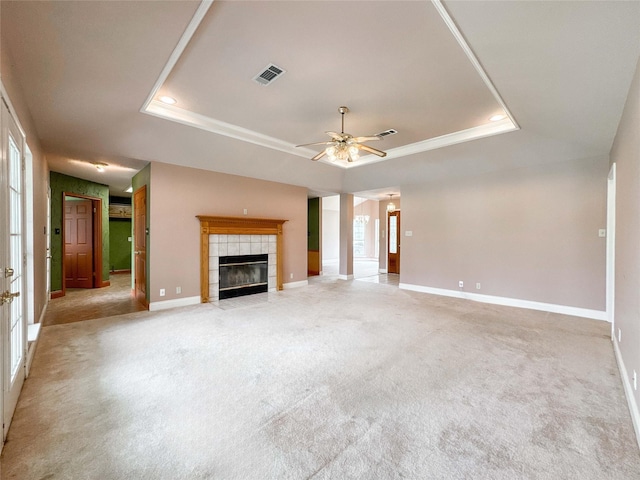 1507 N 24th St, Nederland, TX 77627 - unfurnished living room with a tray ceiling, a ceiling fan, baseboards, and recessed lighting