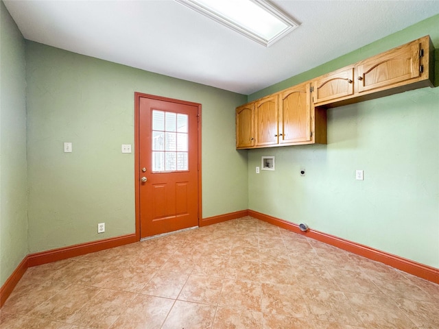 1507 N 24th St, Nederland, TX 77627 - laundry area with cabinet space, hookup for an electric dryer, hookup for a washing machine, and baseboards