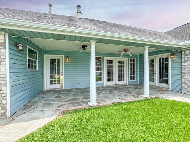 1507 N 24th St, Nederland, TX 77627 - view of patio / terrace featuring french doors and ceiling fan