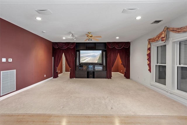 7123 Broadway St, Galveston, TX 77554 - carpeted cinema featuring ceiling fan, recessed lighting, and baseboards