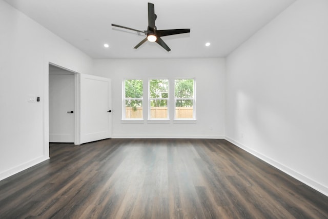 7430 Avenue E Ave E, Beasley, TX 77417 - spare room with ceiling fan, dark wood-type flooring, recessed lighting, and baseboards