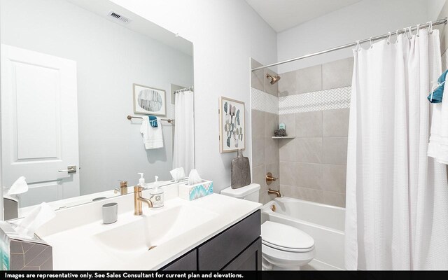 418 Riesling Dr, Alvin, TX 77511 - bathroom featuring vanity, toilet, and shower / tub combo with curtain