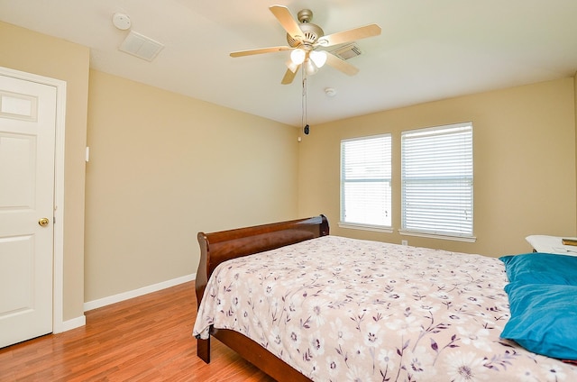 7811 Holly Berry Ct, Cypress, TX 77433 - bedroom with light wood-style floors, baseboards, and ceiling fan