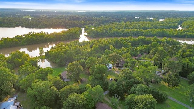7 Lake Dr, Huntsville, TX 77320 - aerial view of property and surrounding area with a nearby body of water and a heavily wooded area