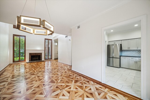 2901 Bammel Ln Unit 17, Houston, TX 77098 - unfurnished living room with baseboards, recessed lighting, and a brick fireplace