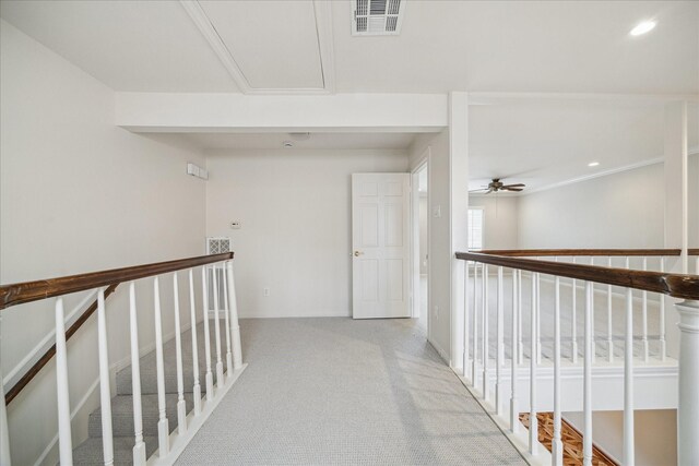 2901 Bammel Ln Unit 17, Houston, TX 77098 - hall featuring an upstairs landing, carpet, recessed lighting, and baseboards
