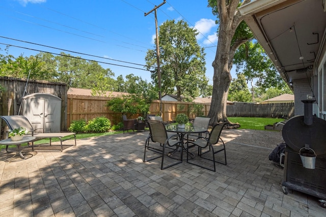 1919 Shadowdale Dr, Houston, TX 77043 - fenced backyard featuring a patio and outdoor dining area