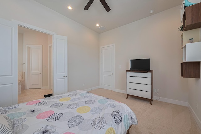 72 N Hutcheson St, Houston, TX 77003 - bedroom featuring ceiling fan, baseboards, lofted ceiling, and recessed lighting