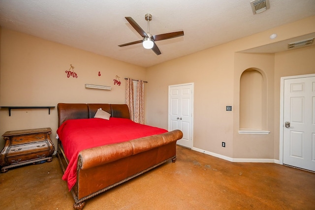 4214 Bridgestone Shadow Ct, Spring, TX 77388 - bedroom featuring baseboards, ceiling fan, and concrete flooring