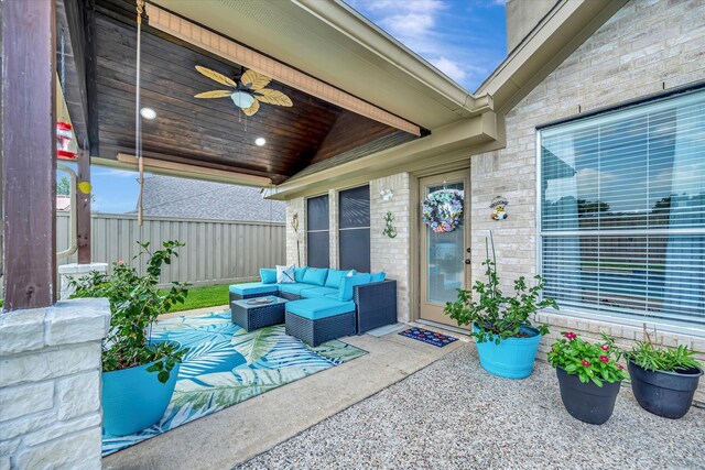 2206 E Van Trease Dr, Deer Park, TX 77536 - view of patio / terrace featuring outdoor lounge area and a ceiling fan