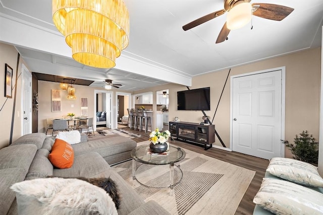 514 Texas, Surfside Beach, TX 77541 - living room featuring ceiling fan and wood finished floors