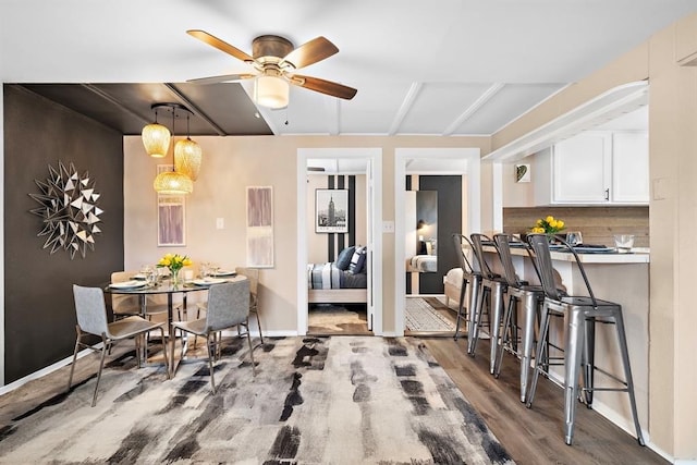 514 Texas, Surfside Beach, TX 77541 - dining space with wood finished floors and ceiling fan