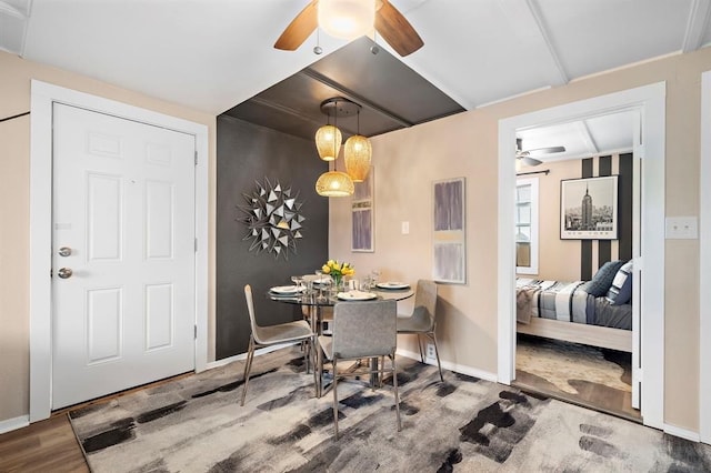 514 Texas, Surfside Beach, TX 77541 - dining room featuring ceiling fan and wood finished floors