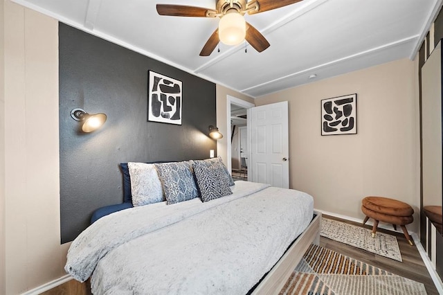 514 Texas, Surfside Beach, TX 77541 - bedroom with wood finished floors and ceiling fan