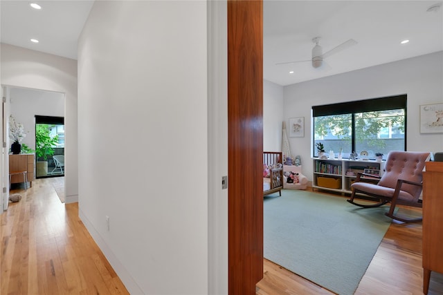 1136 Aurora St, Houston, TX 77009 - hall with light wood finished floors and recessed lighting
