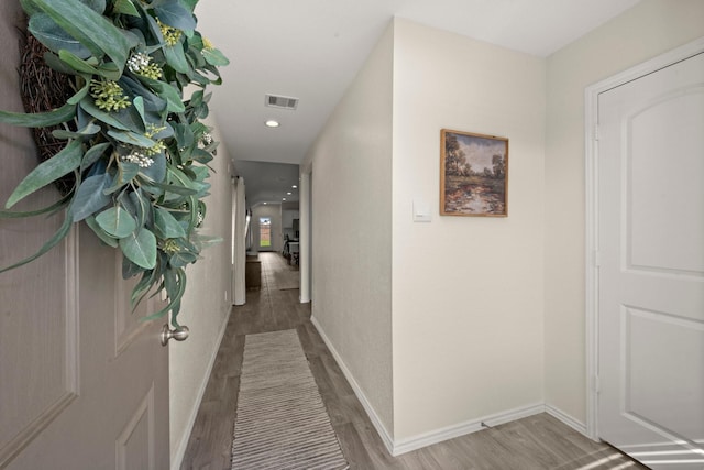 20010 Sienna Green Dr, Hockley, TX 77447 - hall featuring wood finished floors, baseboards, and recessed lighting