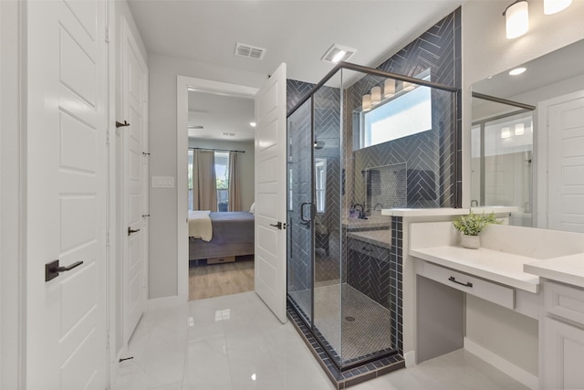 5107 Shimmering Brook Ln, Fulshear, TX 77441 - full bath with healthy amount of natural light, vanity, ensuite bath, a stall shower, and recessed lighting