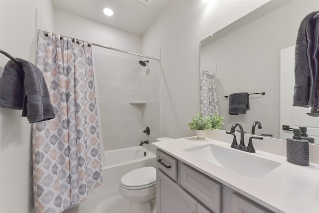5107 Shimmering Brook Ln, Fulshear, TX 77441 - full bath with vanity, toilet, shower / bath combination with curtain, and recessed lighting
