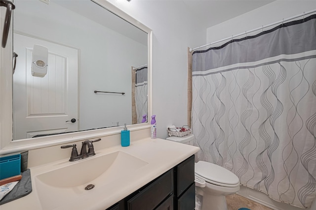 2019 Argos Dr, Missouri City, TX 77459 - full bathroom featuring vanity, toilet, and a shower with shower curtain
