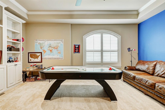 1418 Du Barry Ln, Houston, TX 77018 - playroom featuring crown molding and carpet floors
