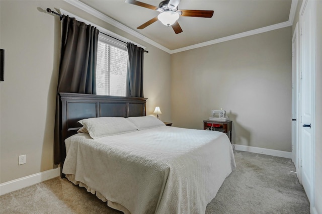 1418 Du Barry Ln, Houston, TX 77018 - bedroom with light carpet, crown molding, and ceiling fan