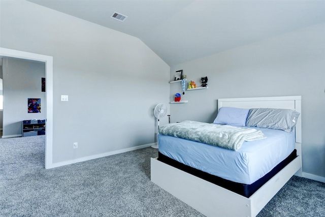 4910 Magnolia Springs Dr, Pearland, TX 77584 - bedroom featuring carpet, lofted ceiling, and baseboards