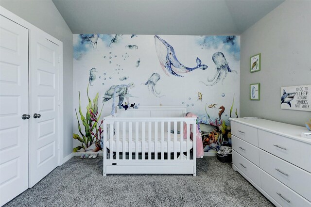 4910 Magnolia Springs Dr, Pearland, TX 77584 - bedroom featuring carpet floors, a nursery area, and baseboards