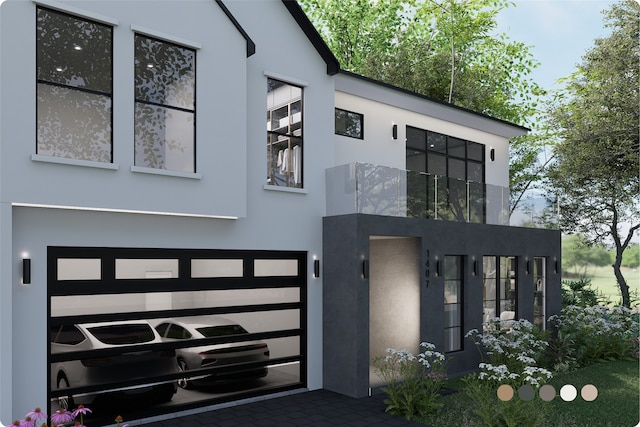 1407 Indiana St, Houston, TX 77006 - modern home featuring stucco siding and a garage