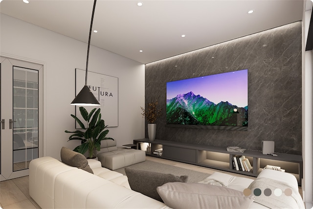1407 Indiana St, Houston, TX 77006 - cinema room featuring recessed lighting and an accent wall