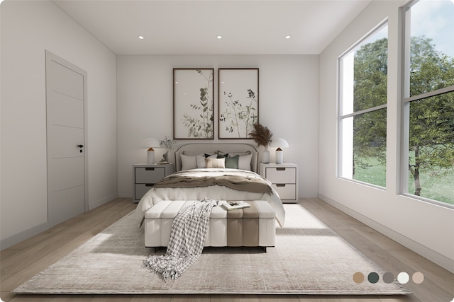 1407 Indiana St, Houston, TX 77006 - bedroom featuring light wood-type flooring, recessed lighting, and baseboards