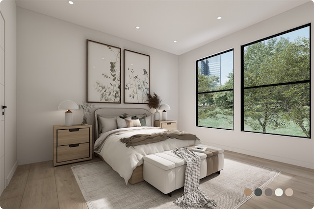 1407 Indiana St, Houston, TX 77006 - bedroom with light wood finished floors and recessed lighting