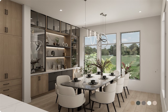 1407 Indiana St, Houston, TX 77006 - dining space with light wood-type flooring and recessed lighting
