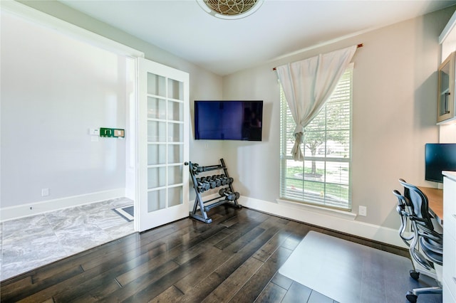 1103 River Delta Ln, Rosenberg, TX 77469 - office space with wood finished floors, baseboards, and french doors