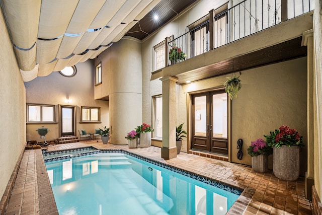 3224 Alabama Ct, Houston, TX 77027 - view of pool with french doors and a pool with connected hot tub