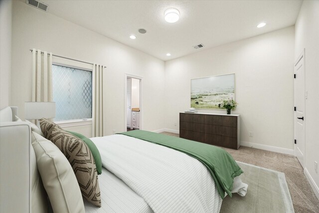 3224 Alabama Ct, Houston, TX 77027 - bedroom featuring light carpet, recessed lighting, and baseboards