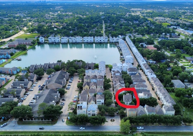2223 Hilshire Trail Dr, Houston, TX 77080 - aerial view of property and surrounding area with a nearby body of water, nearby suburban area, and property boundaries highlighted