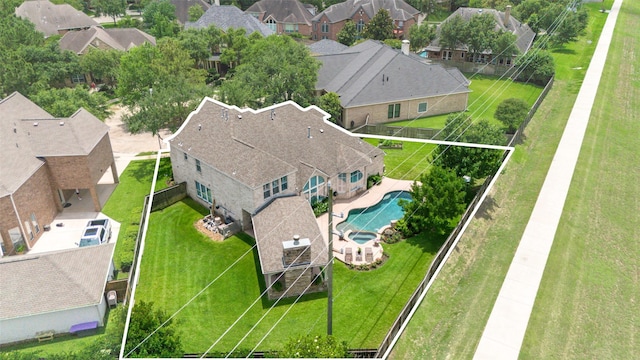 25606 Payton Chase Ct, Katy, TX 77494 - aerial perspective of suburban area with a pool area and property boundaries highlighted