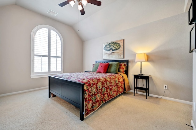 25606 Payton Chase Ct, Katy, TX 77494 - carpeted bedroom with vaulted ceiling, baseboards, and a ceiling fan