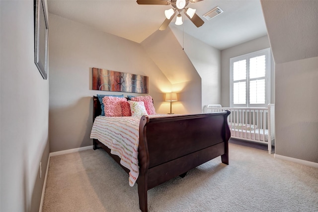 25606 Payton Chase Ct, Katy, TX 77494 - bedroom featuring carpet flooring, baseboards, ceiling fan, and vaulted ceiling