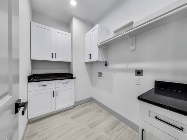 2410 Vaughn St Unit B, Houston, TX 77093 - laundry room with hookup for an electric dryer, cabinet space, washer hookup, baseboards, and recessed lighting