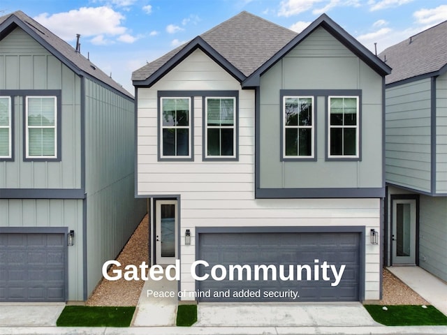 2410 Vaughn St Unit B, Houston, TX 77093 - view of front facade with a garage, roof with shingles, and concrete driveway